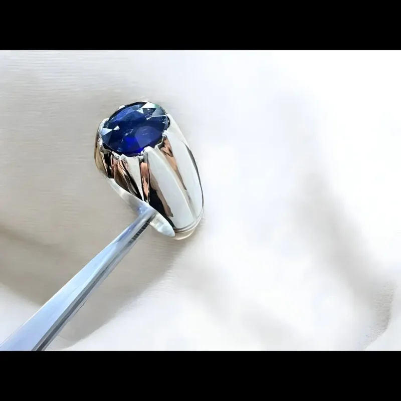 Natural Blue sapphire ring Mens Neelam rings 925 Silver