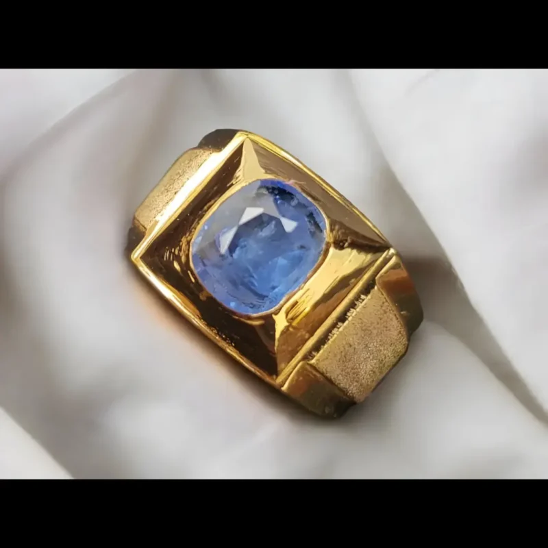 Ceylon Sapphire Ring In 18k Yellow Gold Mens Sapphire Rings