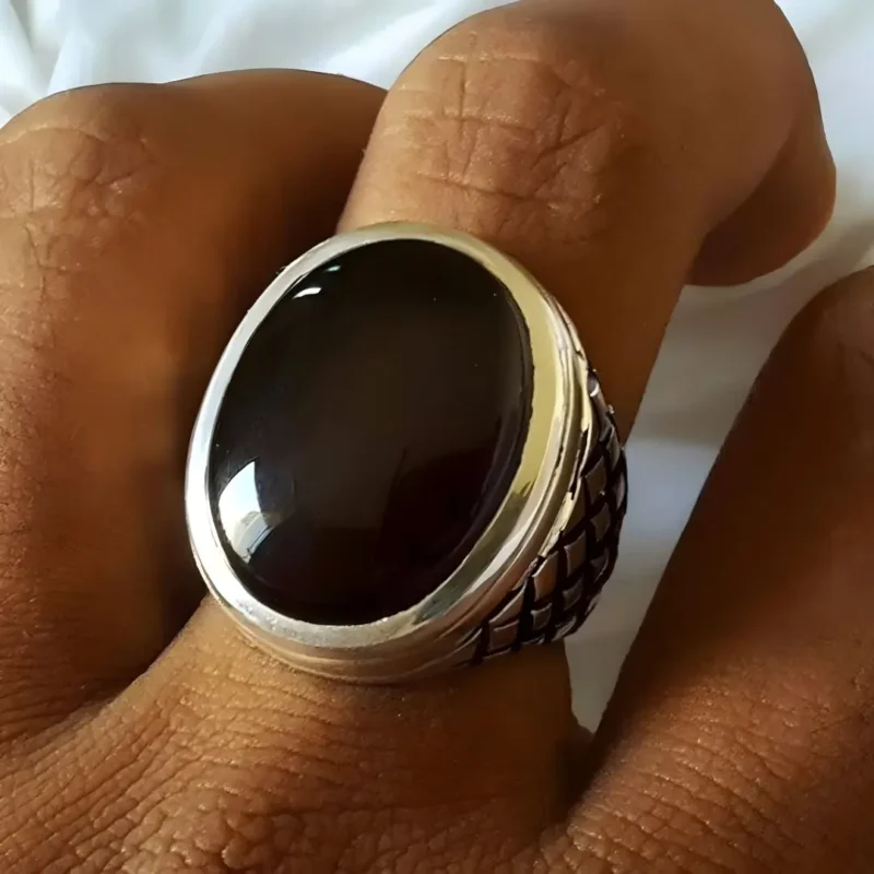 Agate rings for men in brown/black colour
