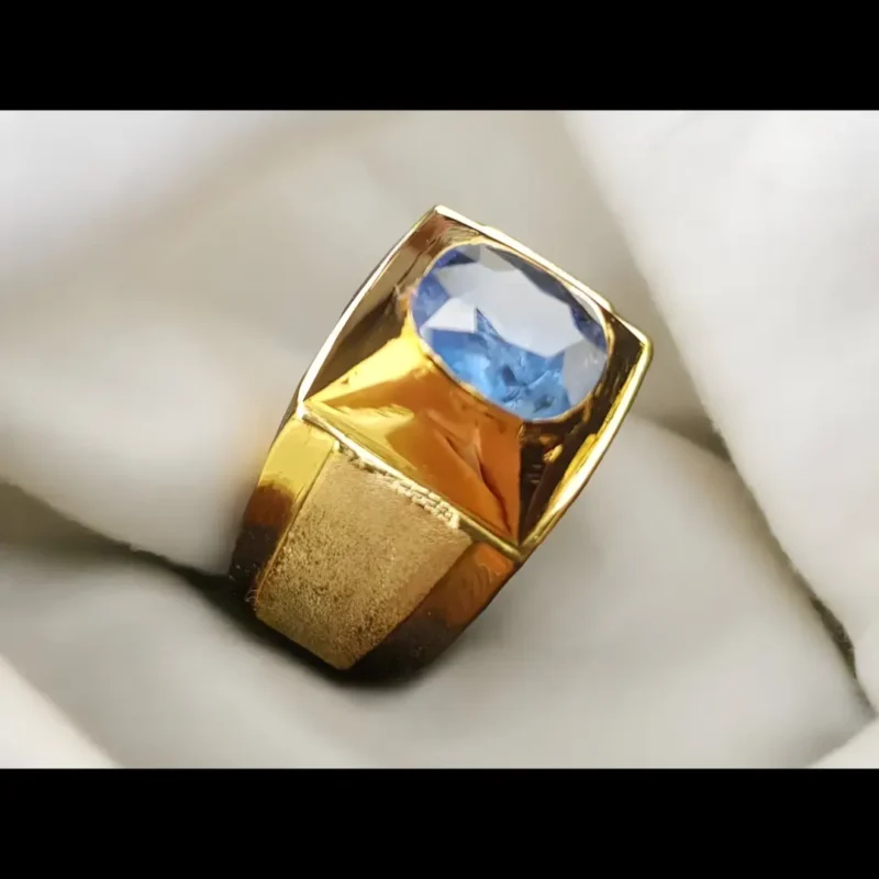Ceylon Sapphire Ring In 18k Yellow Gold Mens Sapphire Rings