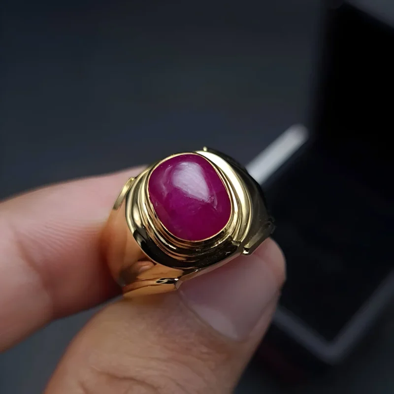 21k Yellow Gold Mens Ring Ruby Gemstone Ring Buy Now