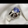 Real Blue Sapphire Rings Handmade Genuine Sapphire Stone Mens