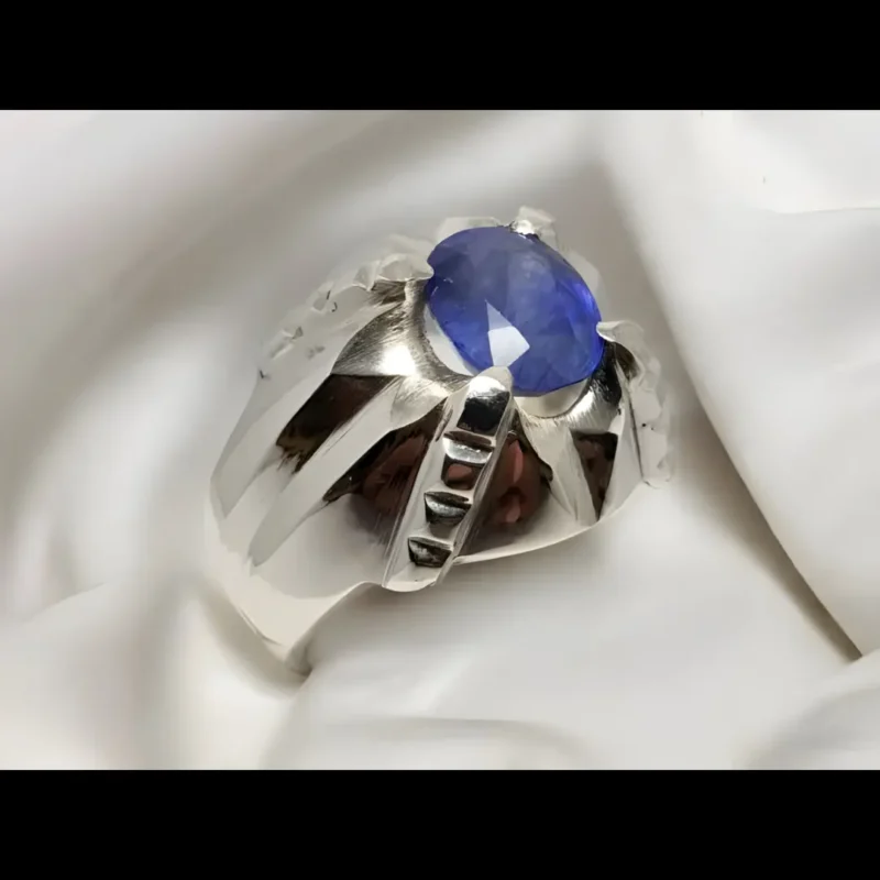 Real Blue Sapphire Rings Handmade Genuine Sapphire Stone Mens
