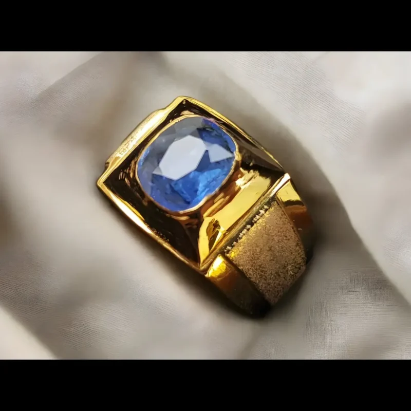 Ceylon Sapphire Ring In 18k Yellow Gold Mens Sapphire Rings