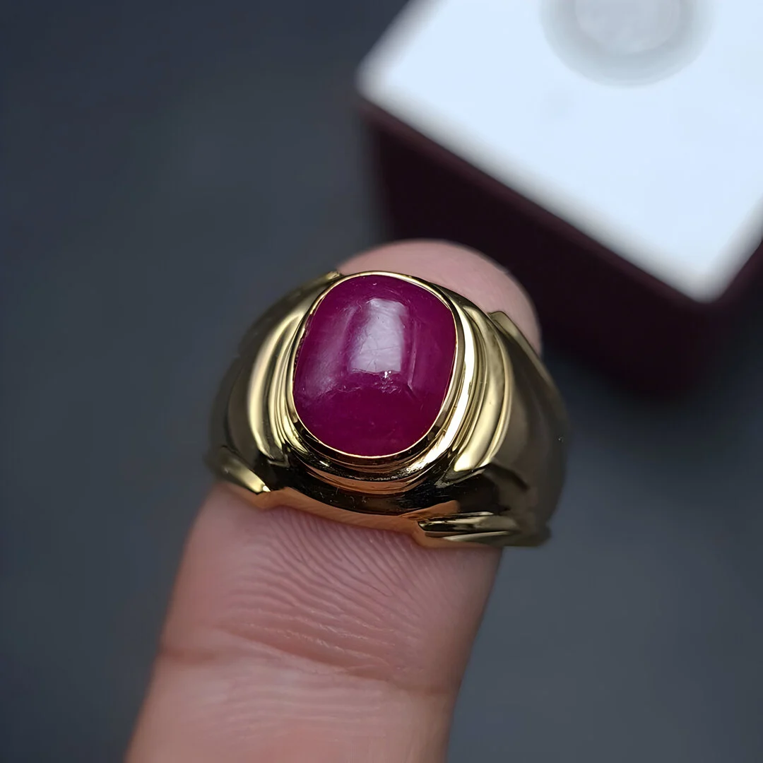 Mens Ring Ruby Gemstones Ring