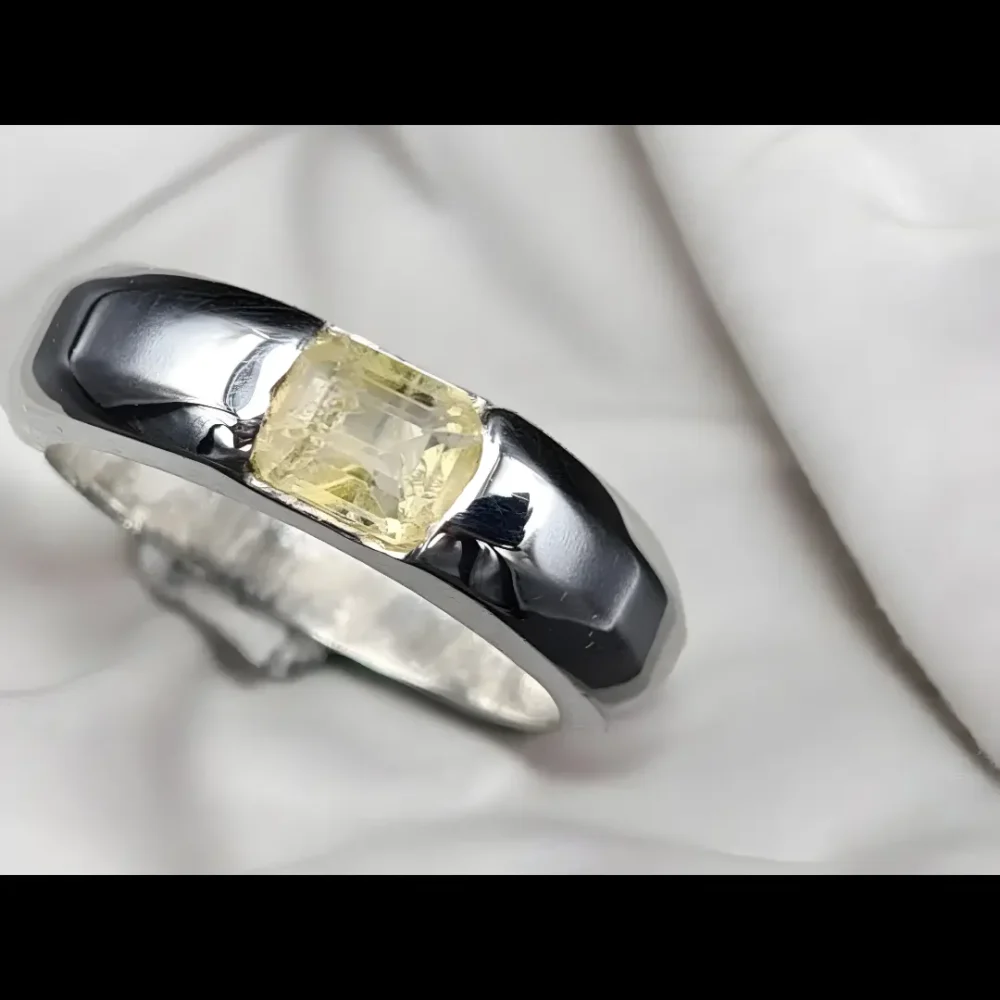 Yellow Sapphire Band For Men & Women Natural Pukhraj Ring Mens