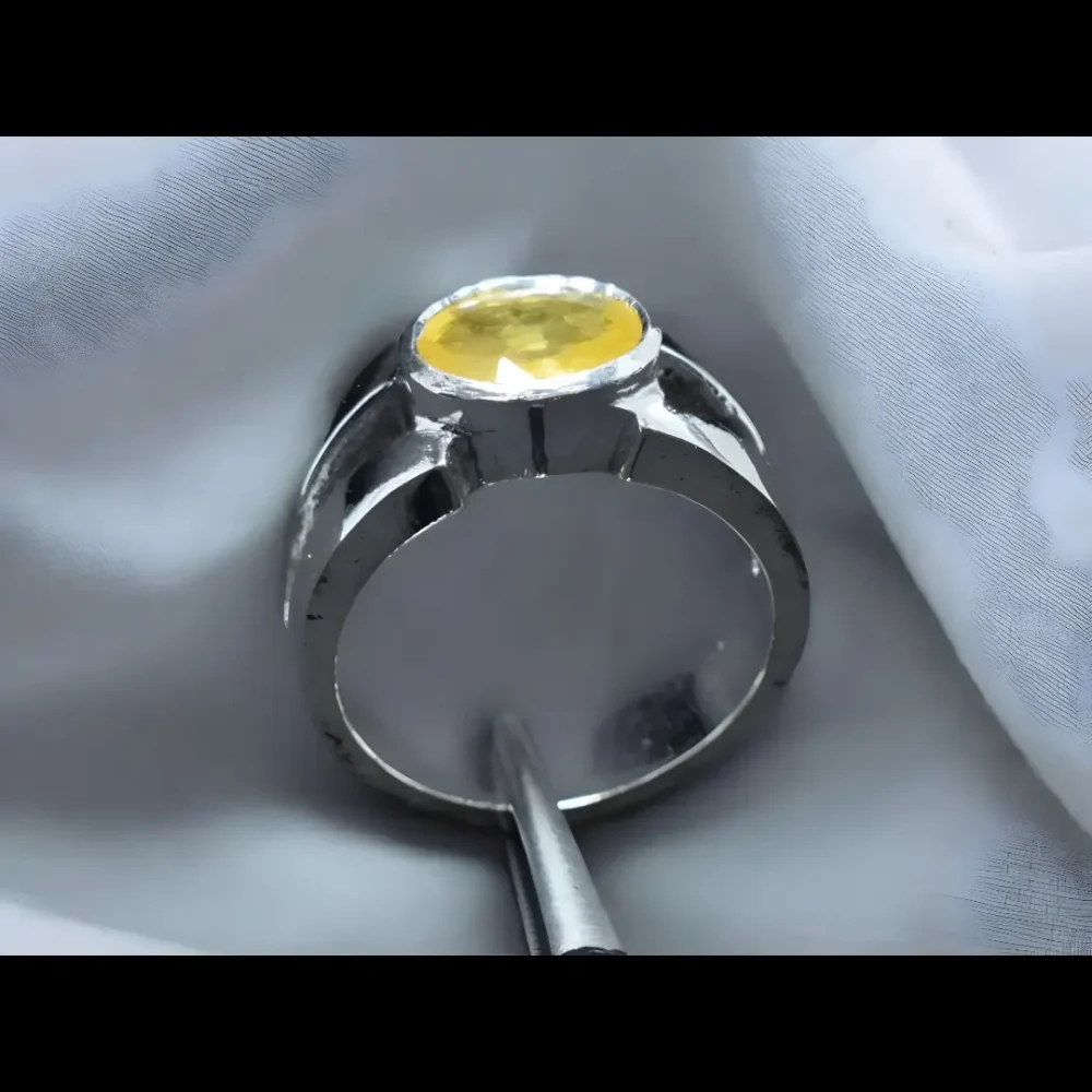 Yellow Ceylon Sapphire Rings Mens Neelam Stone Rings Real Sapphire Beauty