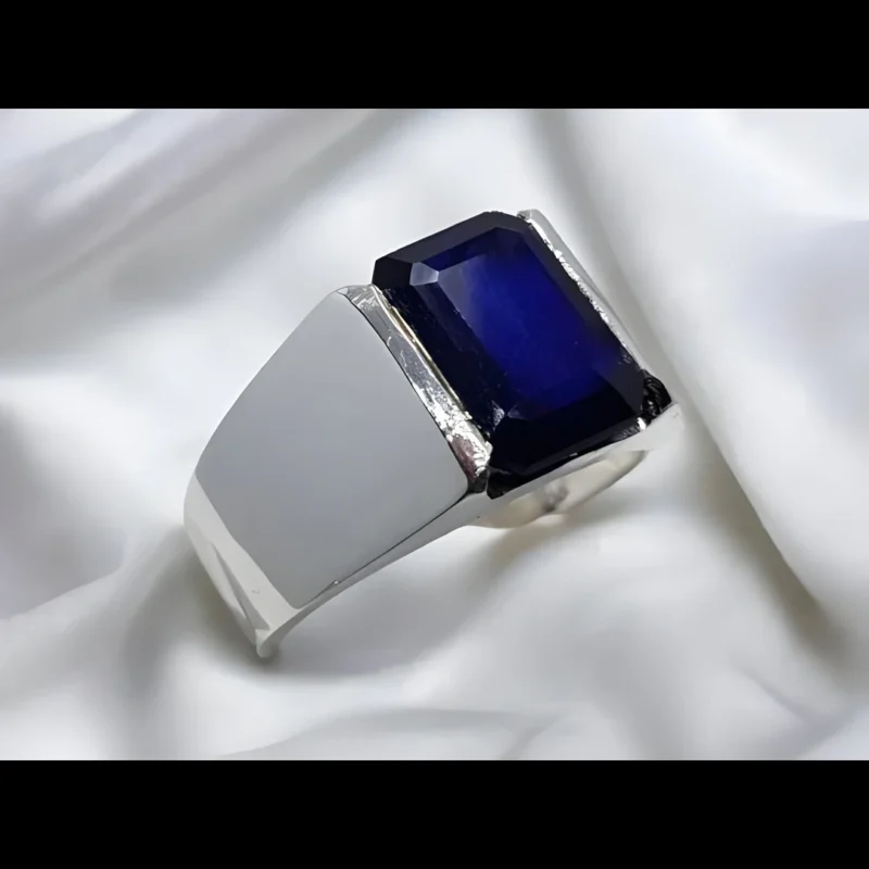 Square Blue Real Sapphire Ring Mens Buy Now