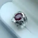 natural ruby stone ring dark red sterling silver