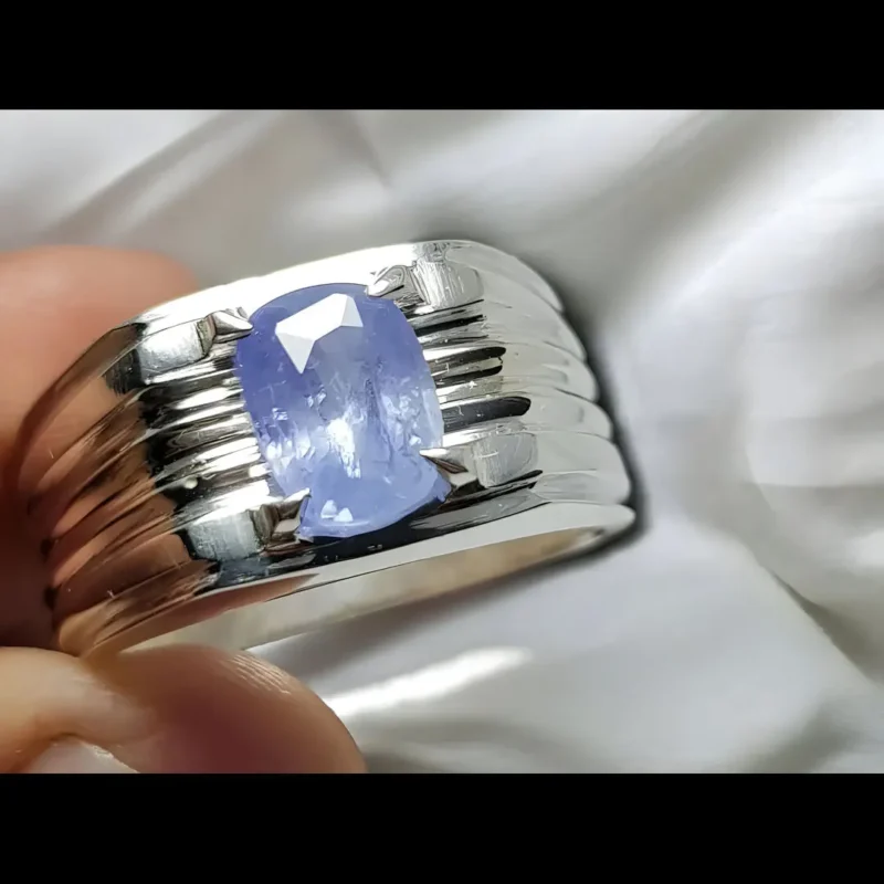 Unheated Ceylon Sapphire Ring Handmade Buy Now