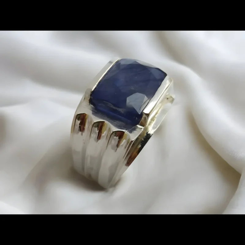 African Sapphire Ring Square 925 Sterling Shop Now