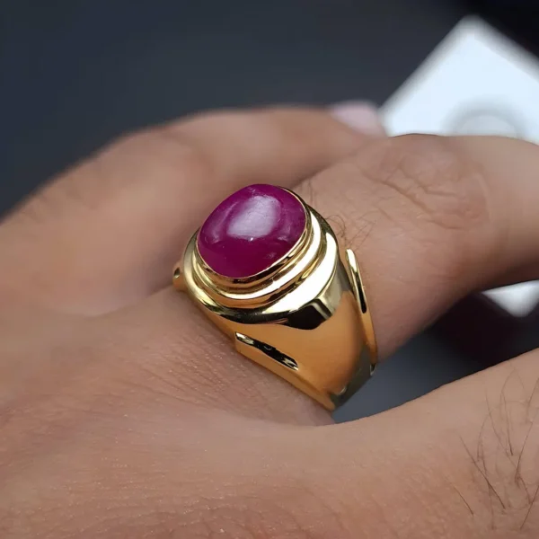21k Yellow Gold Mens Ring Ruby Gemstone Ring Buy Now