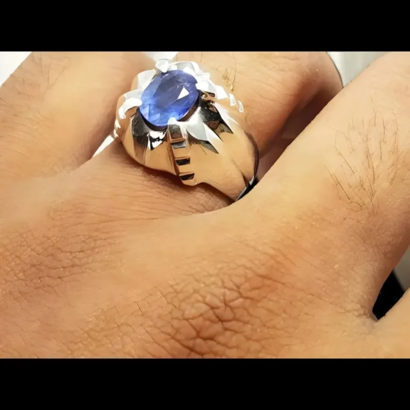 Real Blue Sapphire Rings Handmade Genuine Sapphire Stone Mens