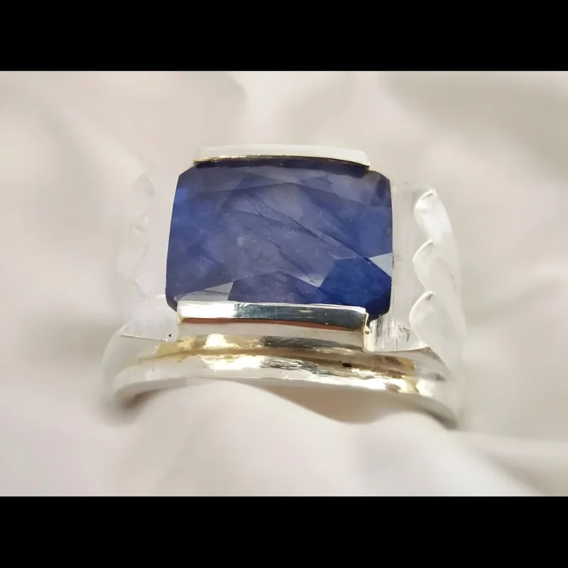 African Sapphire Ring Square 925 Sterling Shop Now