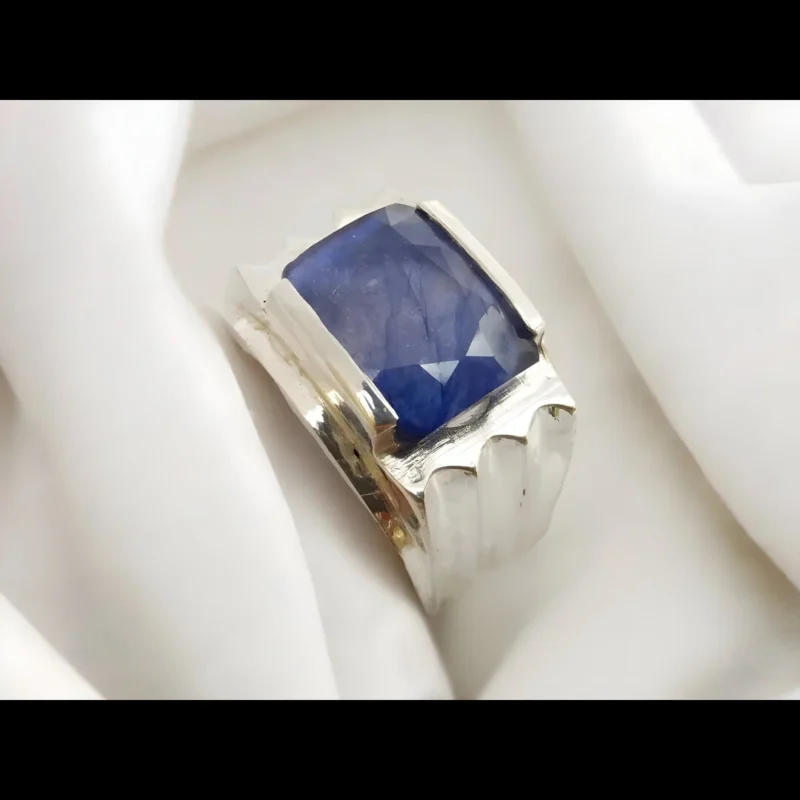 African Sapphire Ring Square 925 Sterling Shop Now