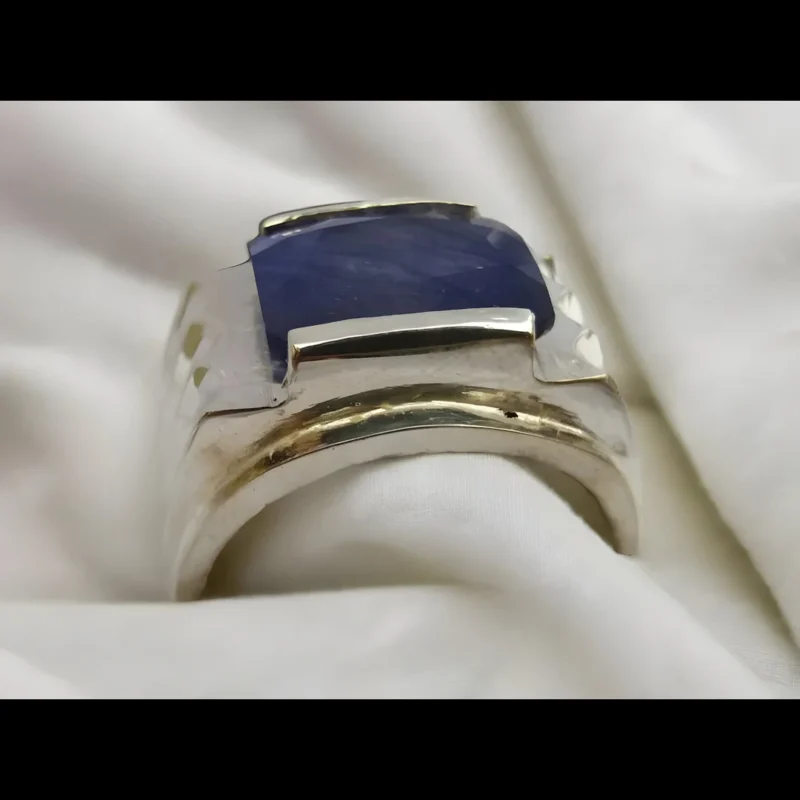 African Sapphire Ring Square 925 Sterling Shop Now