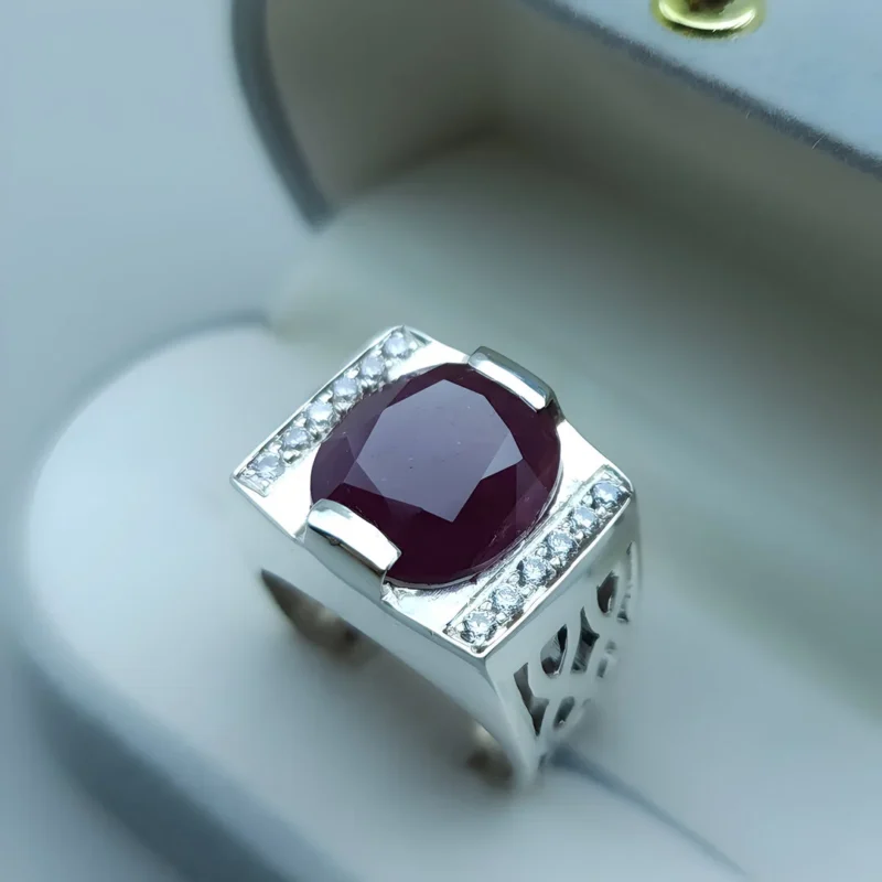 14 Ct Pigeon Blood Ruby Ring Big Ruby Stone Ring Order Now