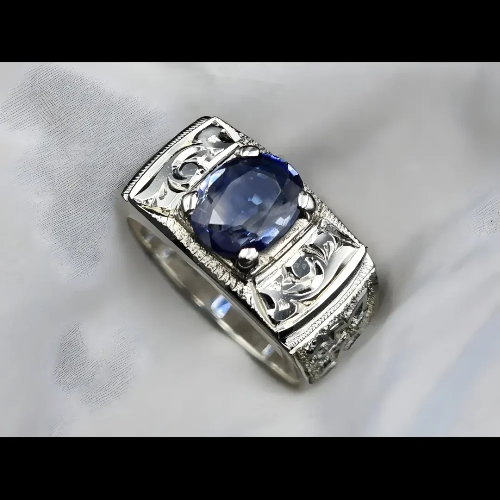 blue ceylon sapphire ring mens
