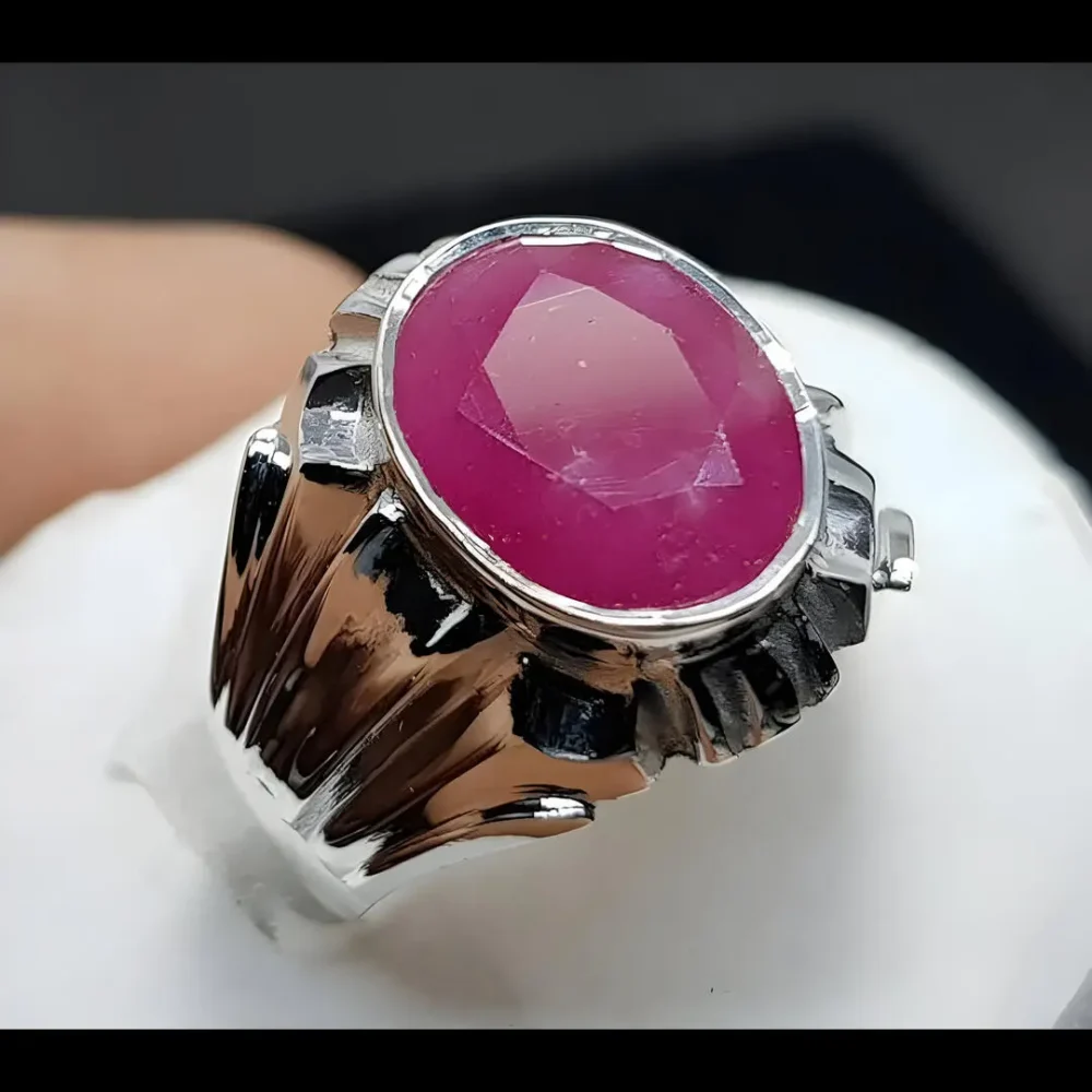 natural ruby gemstone ring men bold large oval