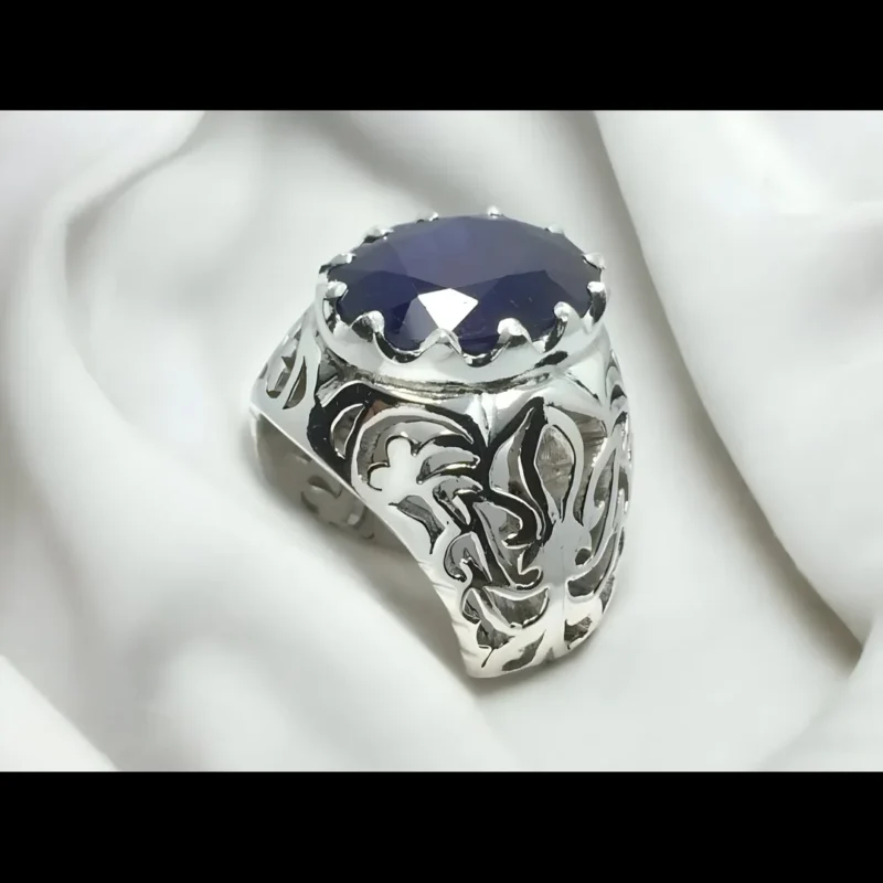 Antique Sapphire Stone Ring Handmade 925 sterling silver
