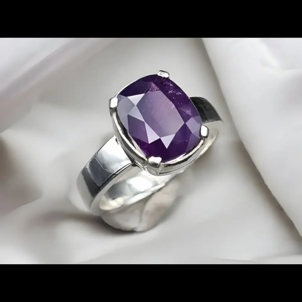 Rare Natural Purple Sapphire Ring Oval Cut Sterling Silver | RingsWear