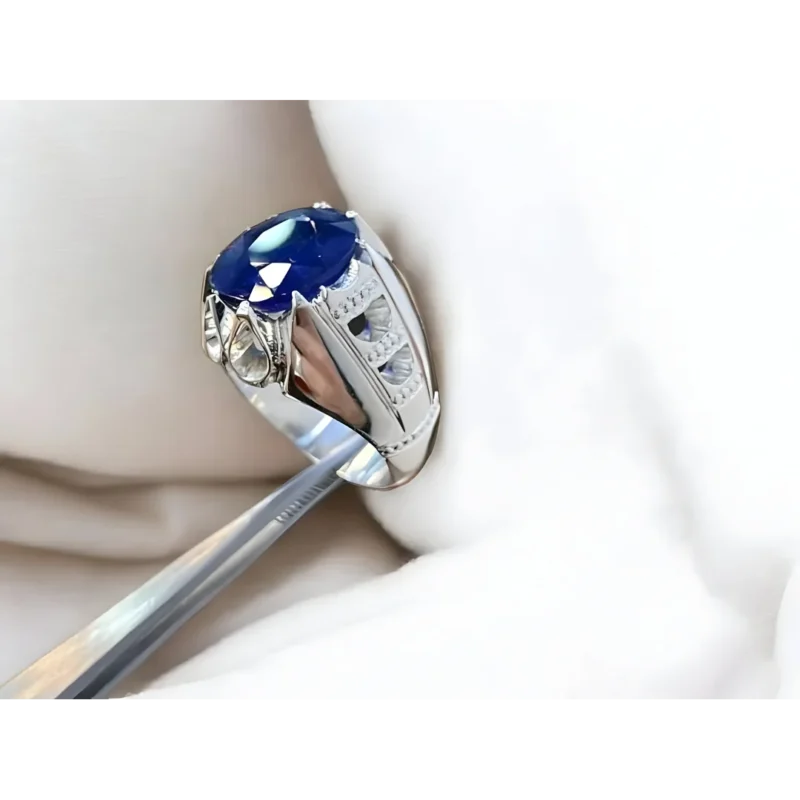 10 Carat Oval Sapphire Ring Blue Sapphire Sterling Silver