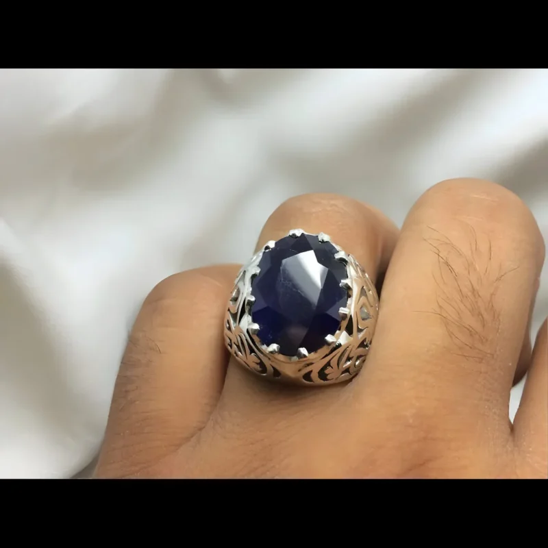 Antique Sapphire Stone Ring Handmade 925 sterling silver