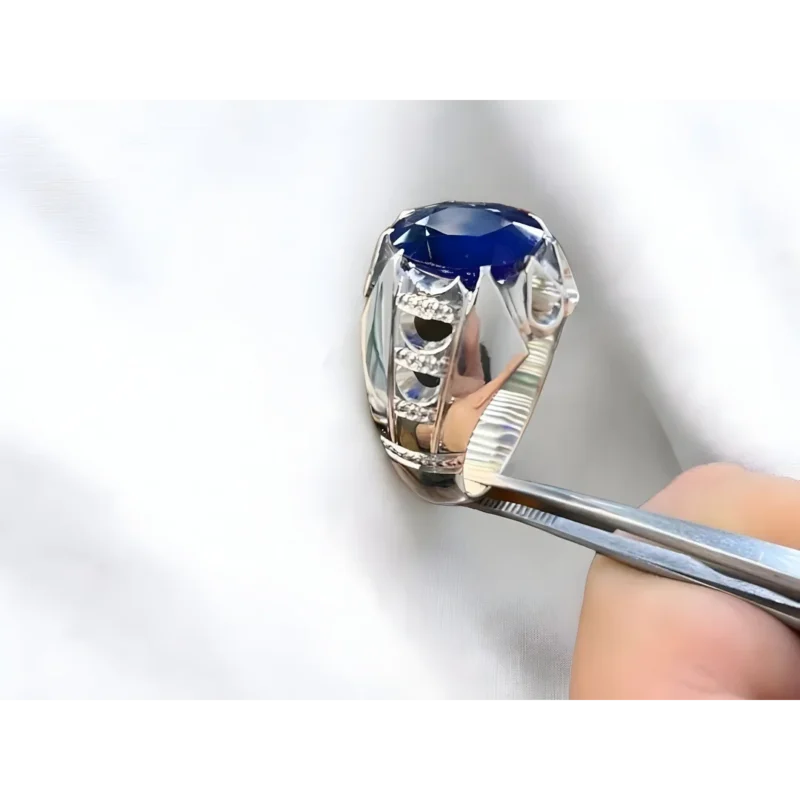 10 Carat Oval Sapphire Ring Blue Sapphire Sterling Silver