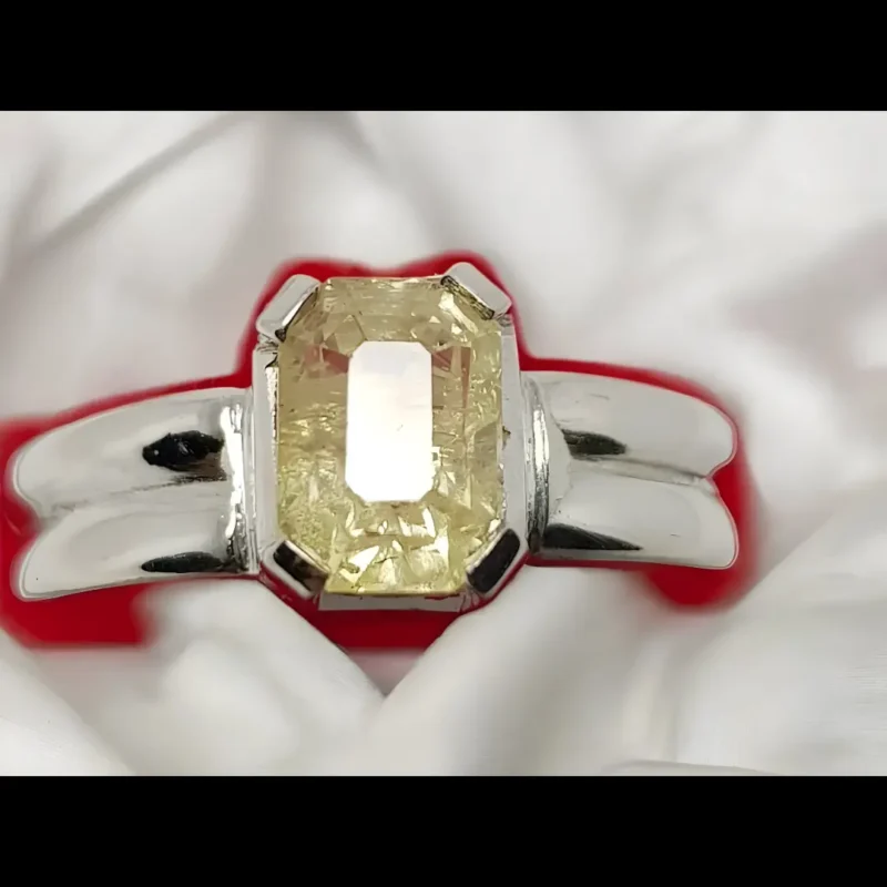 AA Yelllow Sapphire Rings Men Radiant Cut Mens Sapphire Band Ceylon Sapphire