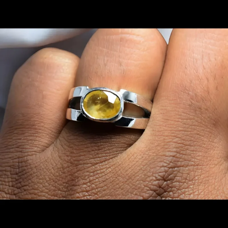 Yellow Ceylon Sapphire Rings Mens Neelam Stone Rings Real Sapphire Beauty