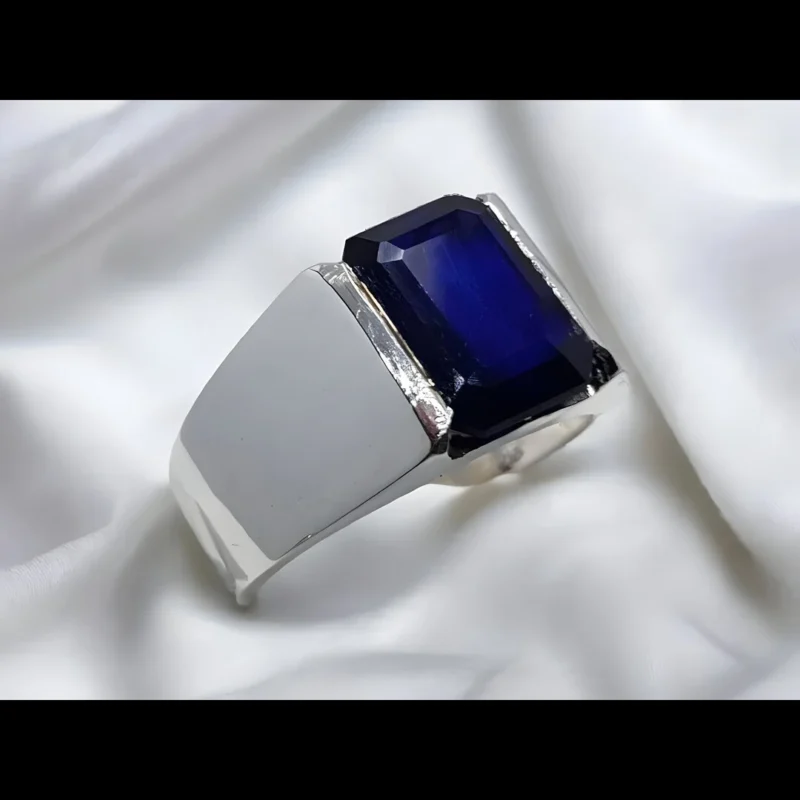 Square Blue Real Sapphire Ring Mens Buy Now