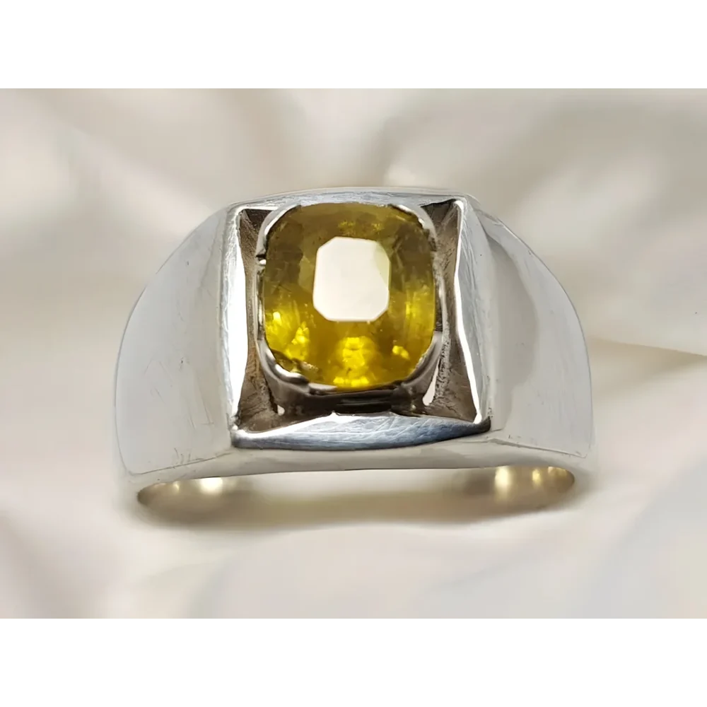 yellow sapphire gents ring