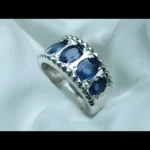 Ceylon Sapphire Band, Mens Handmade Sri Lanka Sapphire Band Neelam