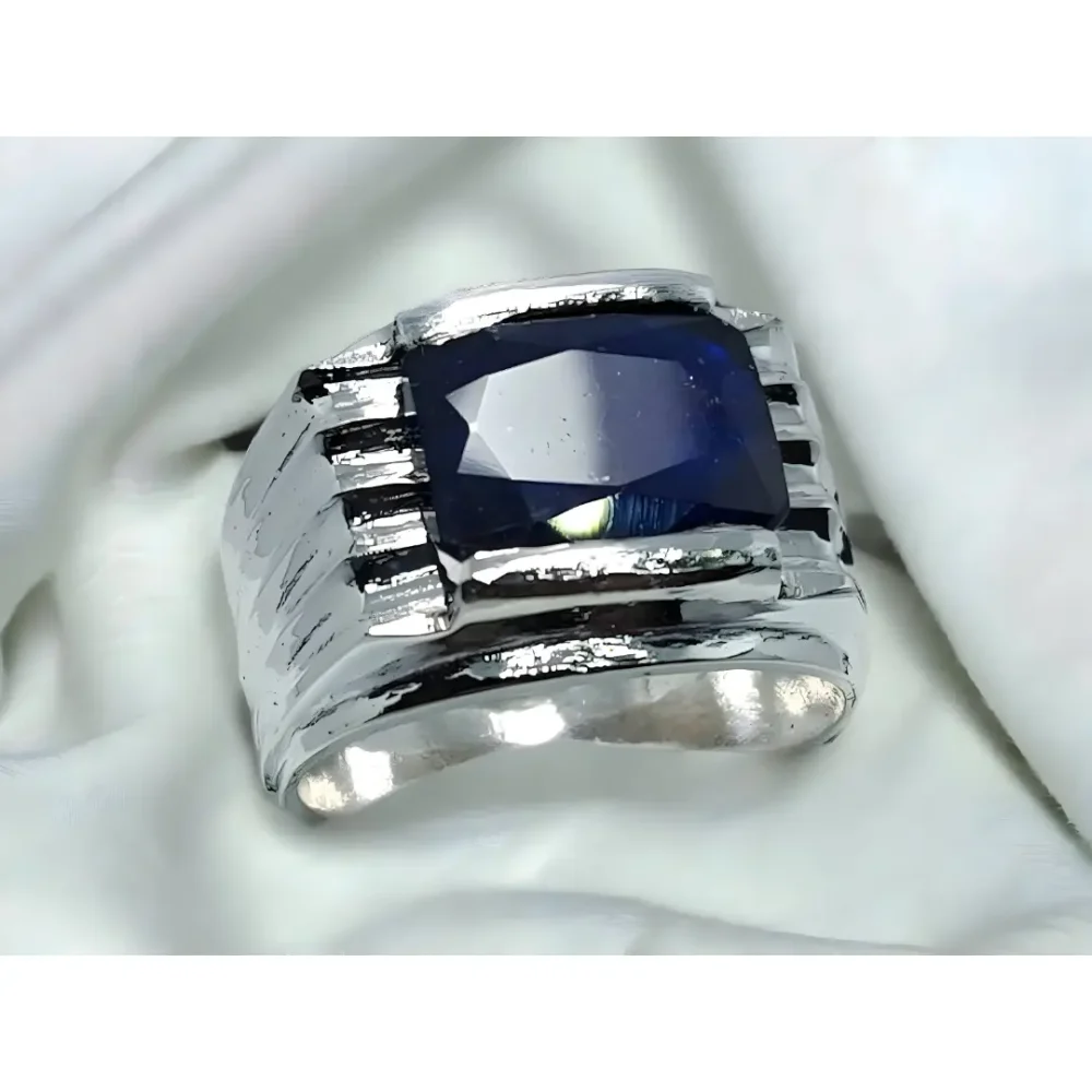 Cushion Cut Royal Blue Sapphire Ring African Sapphire