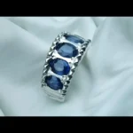 Ceylon Sapphire Band, Mens Handmade Sri Lanka Sapphire Band Neelam