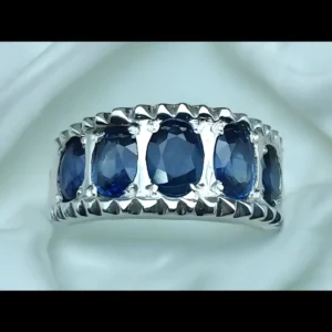 Ceylon Sapphire Band, Mens Handmade Sri Lanka Sapphire Band Neelam