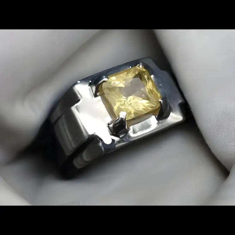 Sparkling Ceylon Yellow Sapphire Ring Unisex Sapphire Ring AAA Sapphire Ring Men