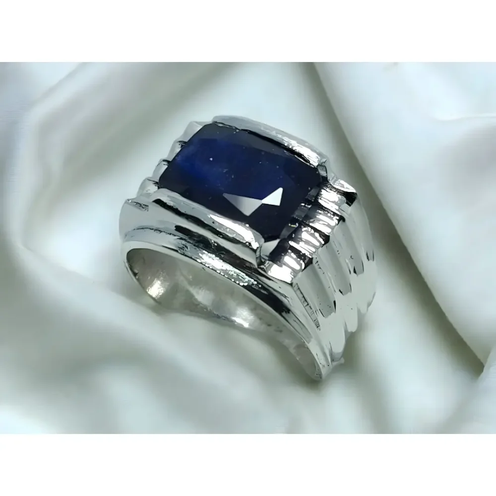 Cushion Cut Royal Blue Sapphire Ring African Sapphire