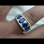 Ceylon Sapphire Band, Mens Handmade Sri Lanka Sapphire Band Neelam