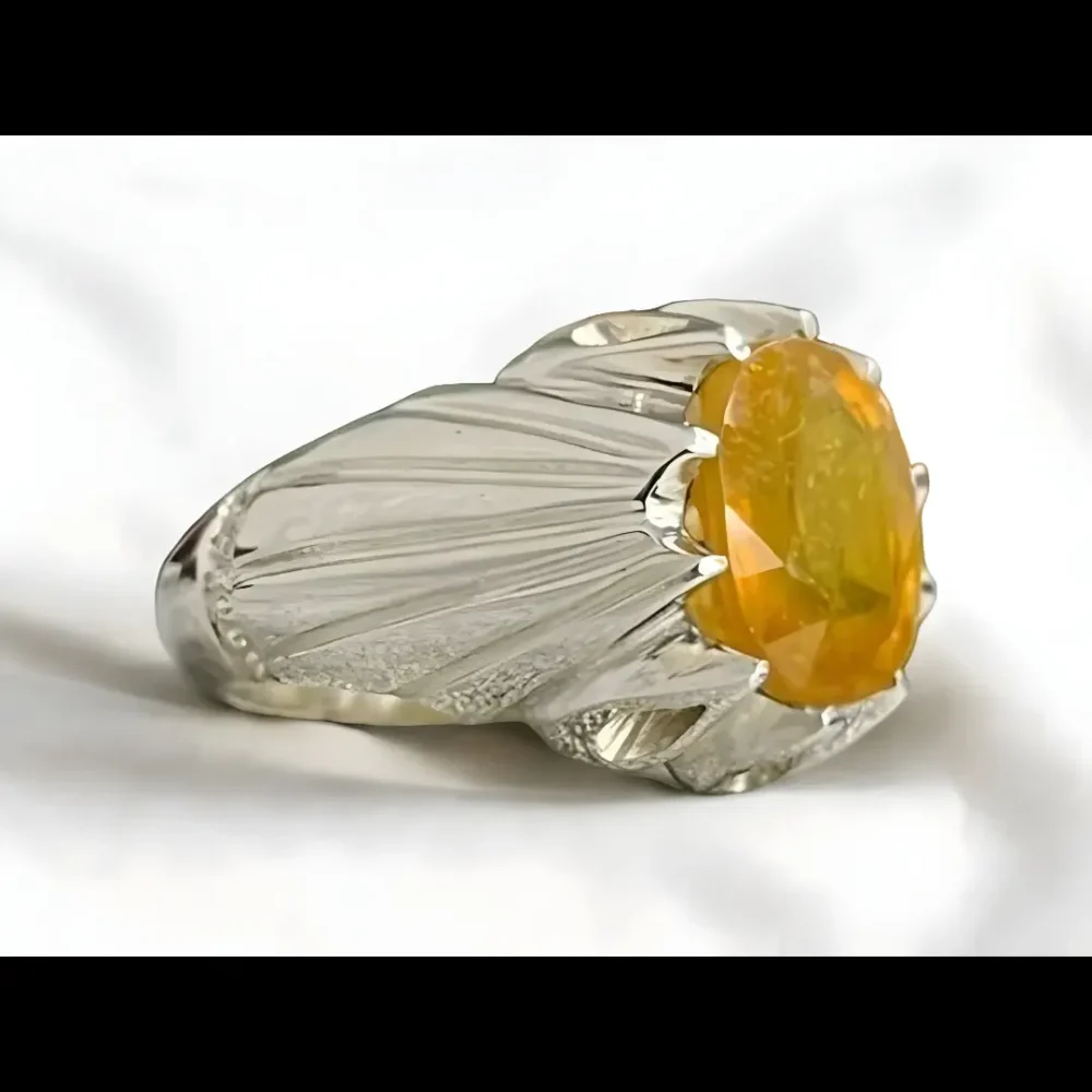 yellow pukhraj ring