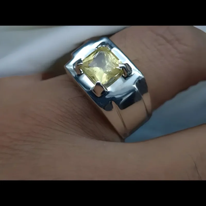 Sparkling Ceylon Yellow Sapphire Ring Unisex Sapphire Ring AAA Sapphire Ring Men