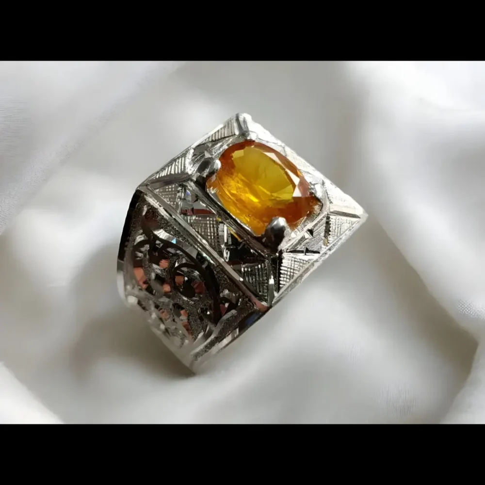 mens orange sapphire ring