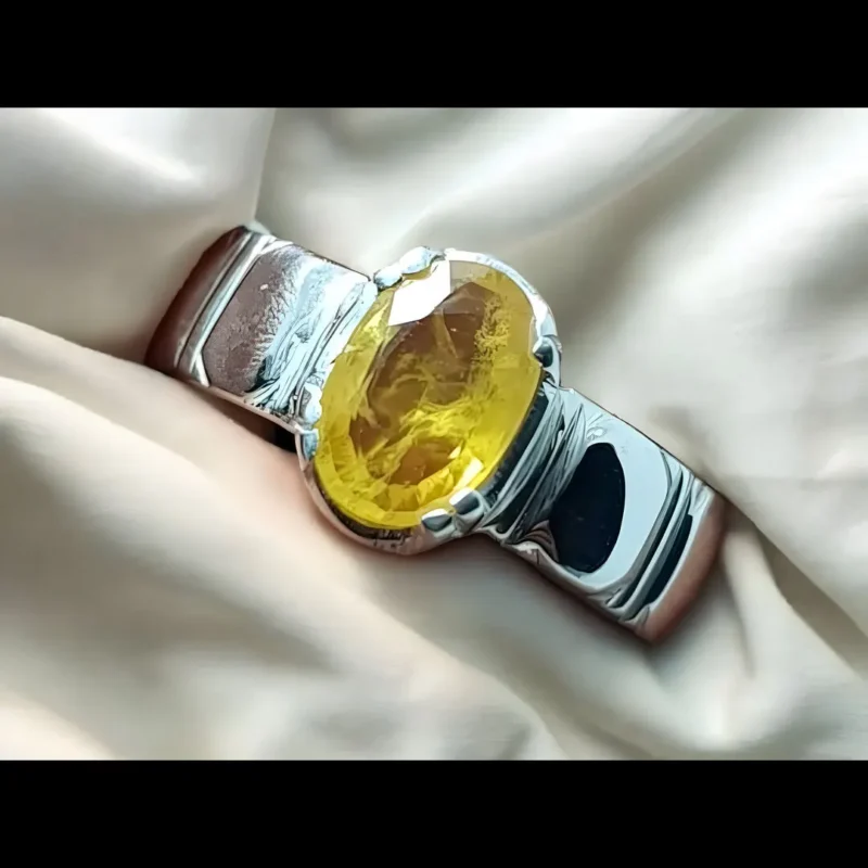 Unheated Yellow Sapphire Ring Pukhraj Stone Ring Shop