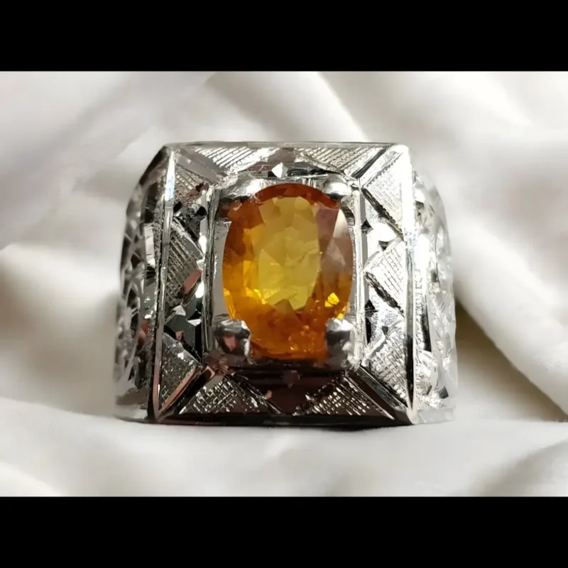 Yellow Sapphire Ring Engraved Ring For Men Shop Now
