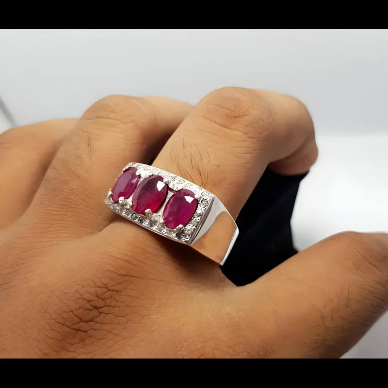 Multistone Red Ruby Ring Ruby Band Mens Shop Men's Styles