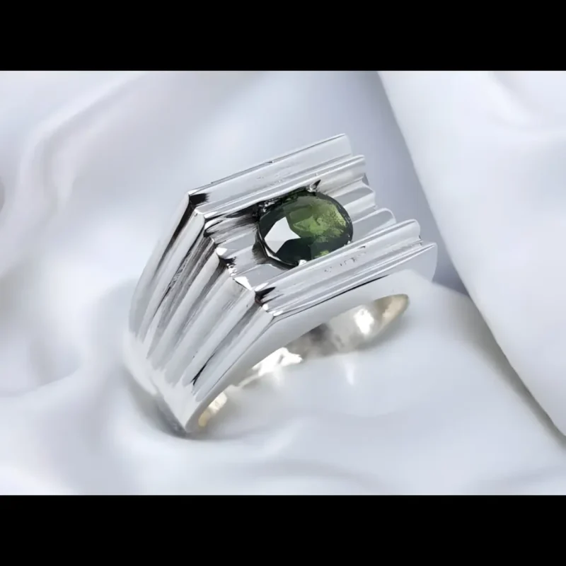 Mens Green Sapphire Ring Ceylon Green Sapphire Stone Rings