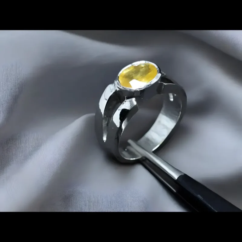 Yellow Ceylon Sapphire Rings Mens Neelam Stone Rings Real Sapphire Beauty