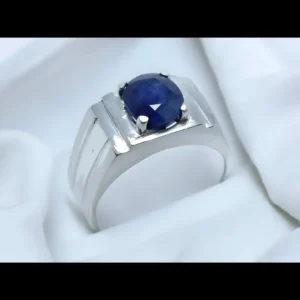 Deep Blue Natural Sapphire Stone Ring In 925 Silver Handmade Ring