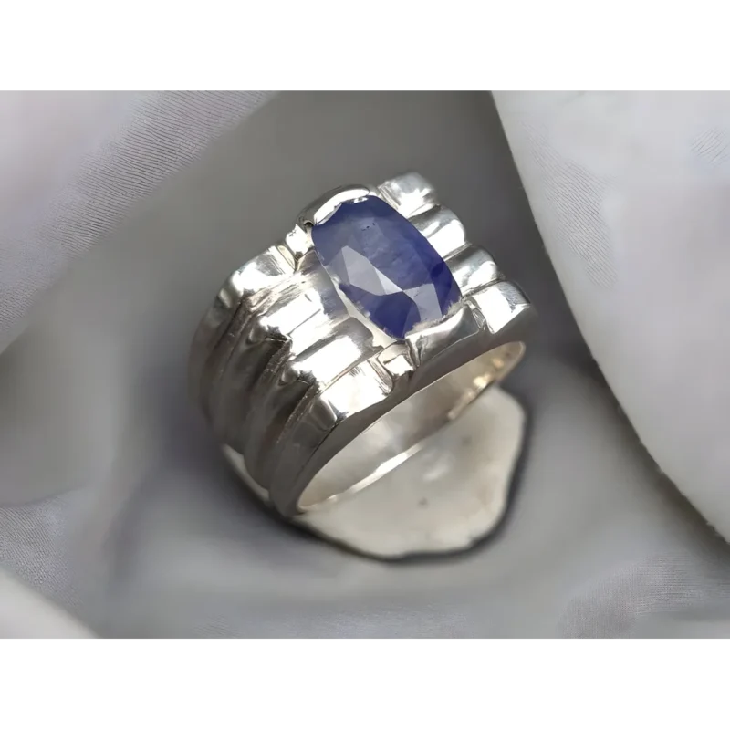 Cushion Cut Men Sapphire Band Real Sterling Silver Buy Now