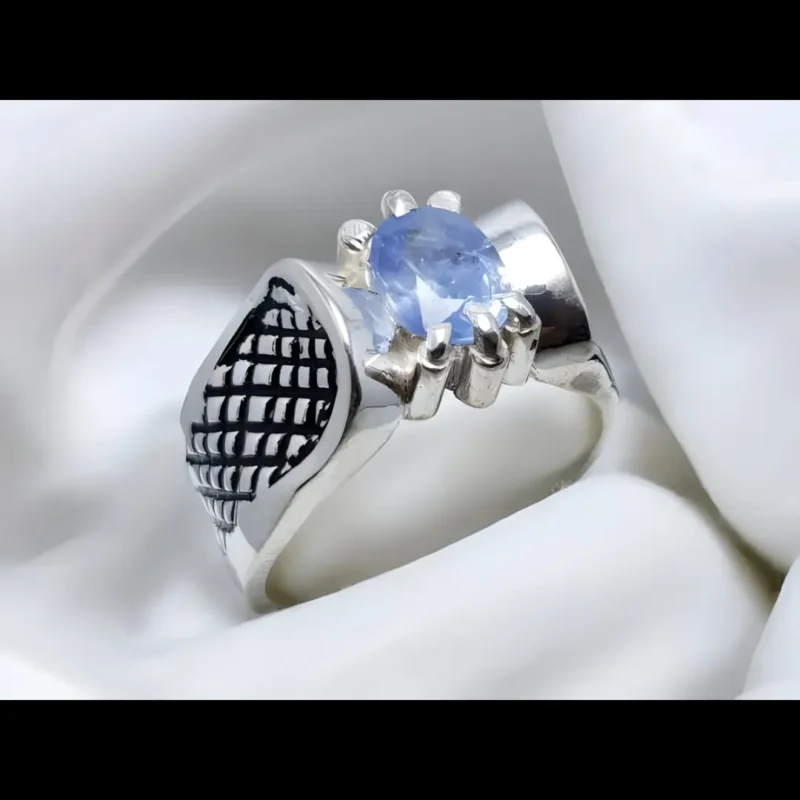 Dainty Ceylon Sapphire Rings Sky Blue Men Sapphire Ring Handcrafted Real Sapphire